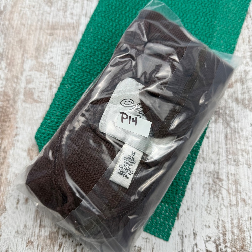 VTG Y2K Abercrombie & Fitch Brown Fitted Ribbed Henley Long Sleeve Top Medium - Picture 9 of 9